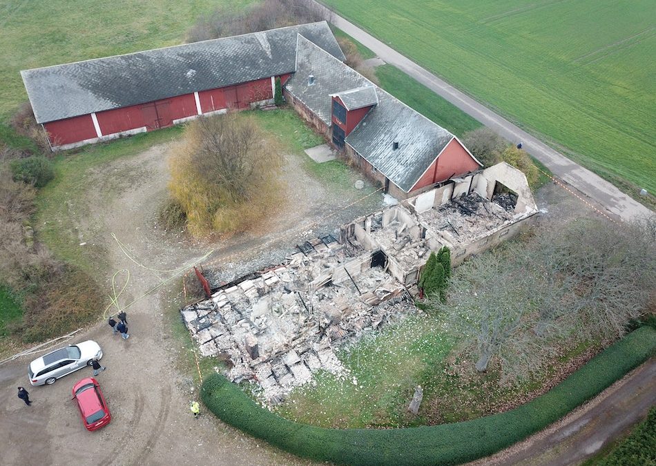 Fire in a farm building